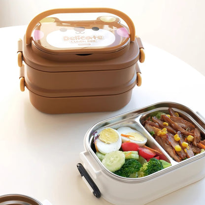 Boîte à bento double couche avec motif d&