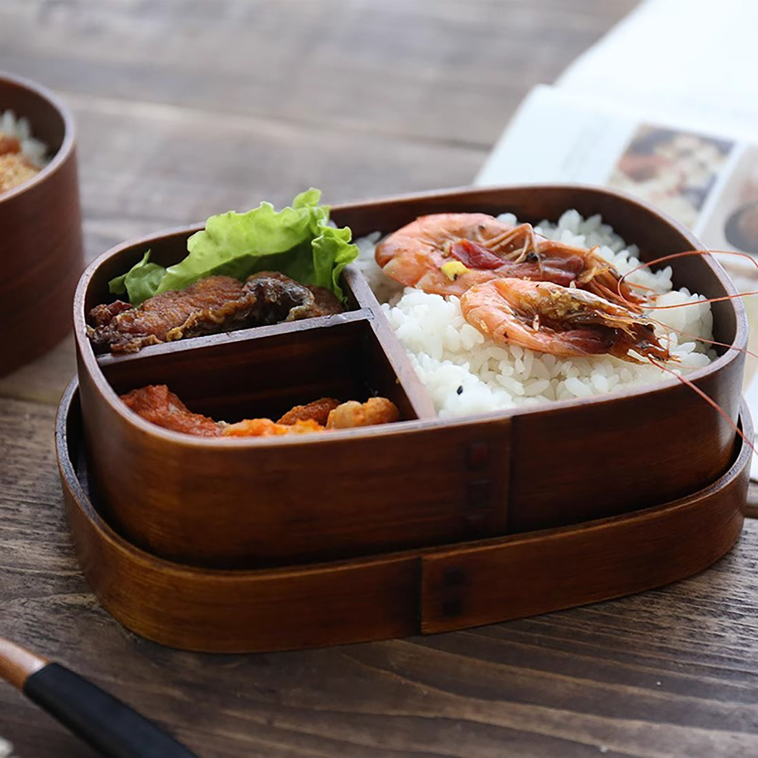 Bento en bois de cèdre avec séparateur