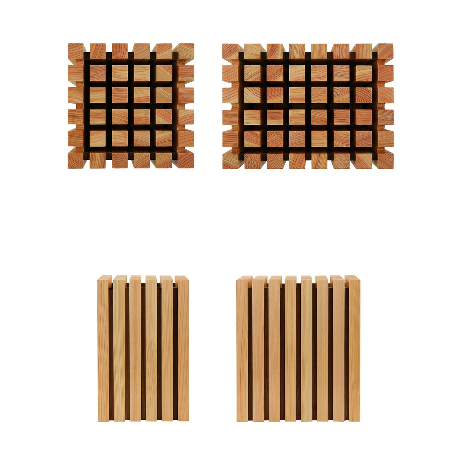 Bloc à couteaux japonais géométrique en bois Hinoki