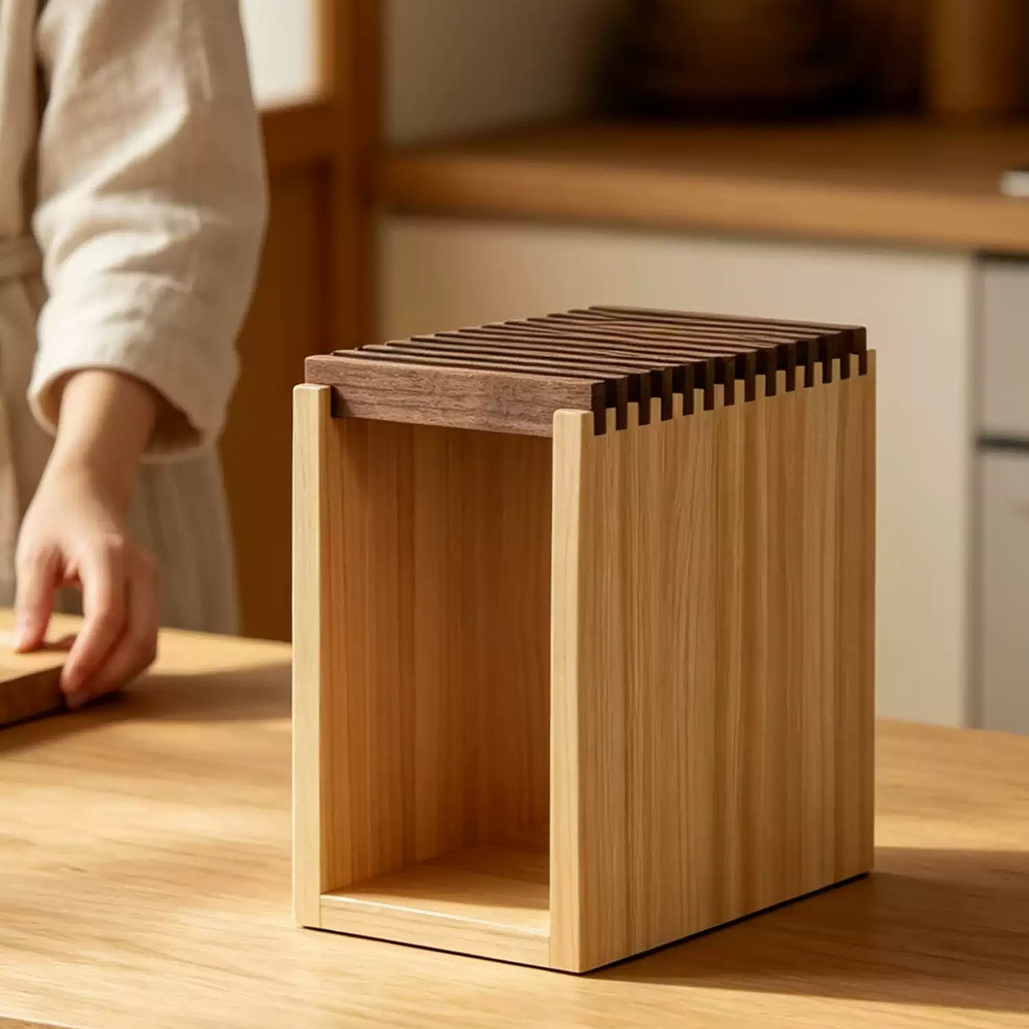 Bloc à couteaux japonais en bois Hinoki 