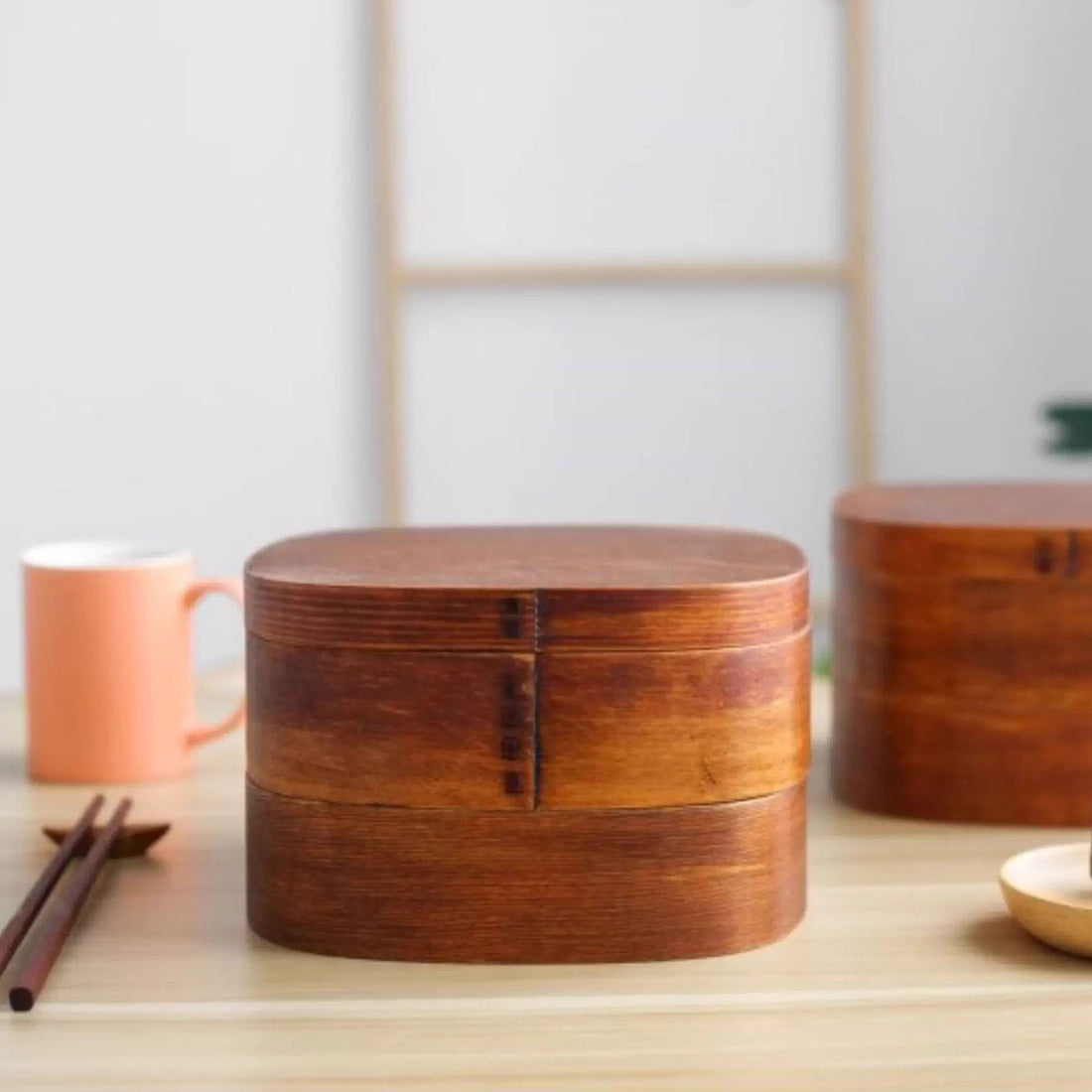 Bento carré à deux étages en bois de cèdre 