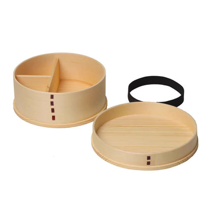 Boîte à bento ronde en bois style rétro japonais