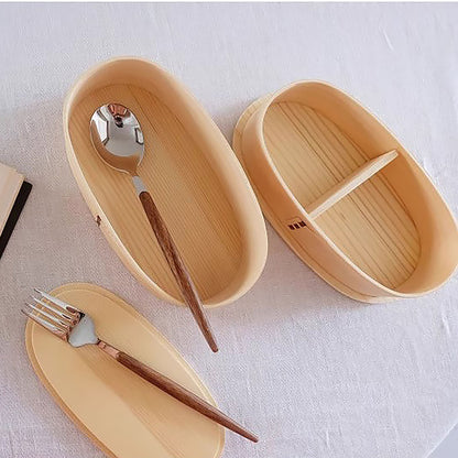 Boîte à bento artisanale en bois de cèdre style japonais