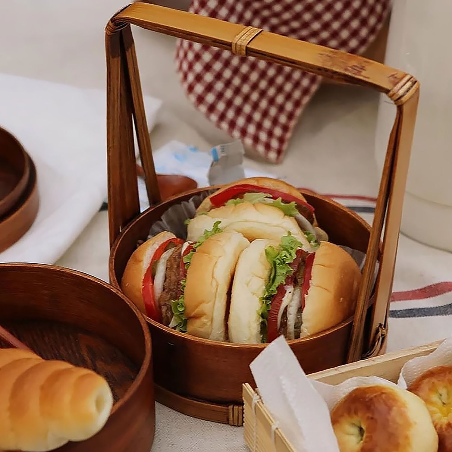 Boîte à snacks rétro chinoise en bois massif