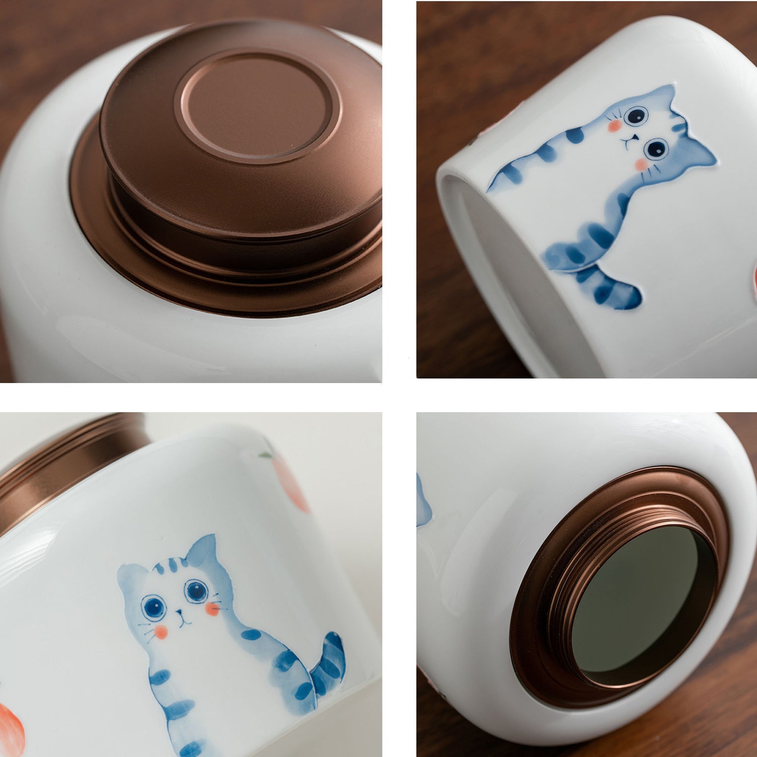 Boite à thé en porcelaine avec bel design mignon chat bonheur