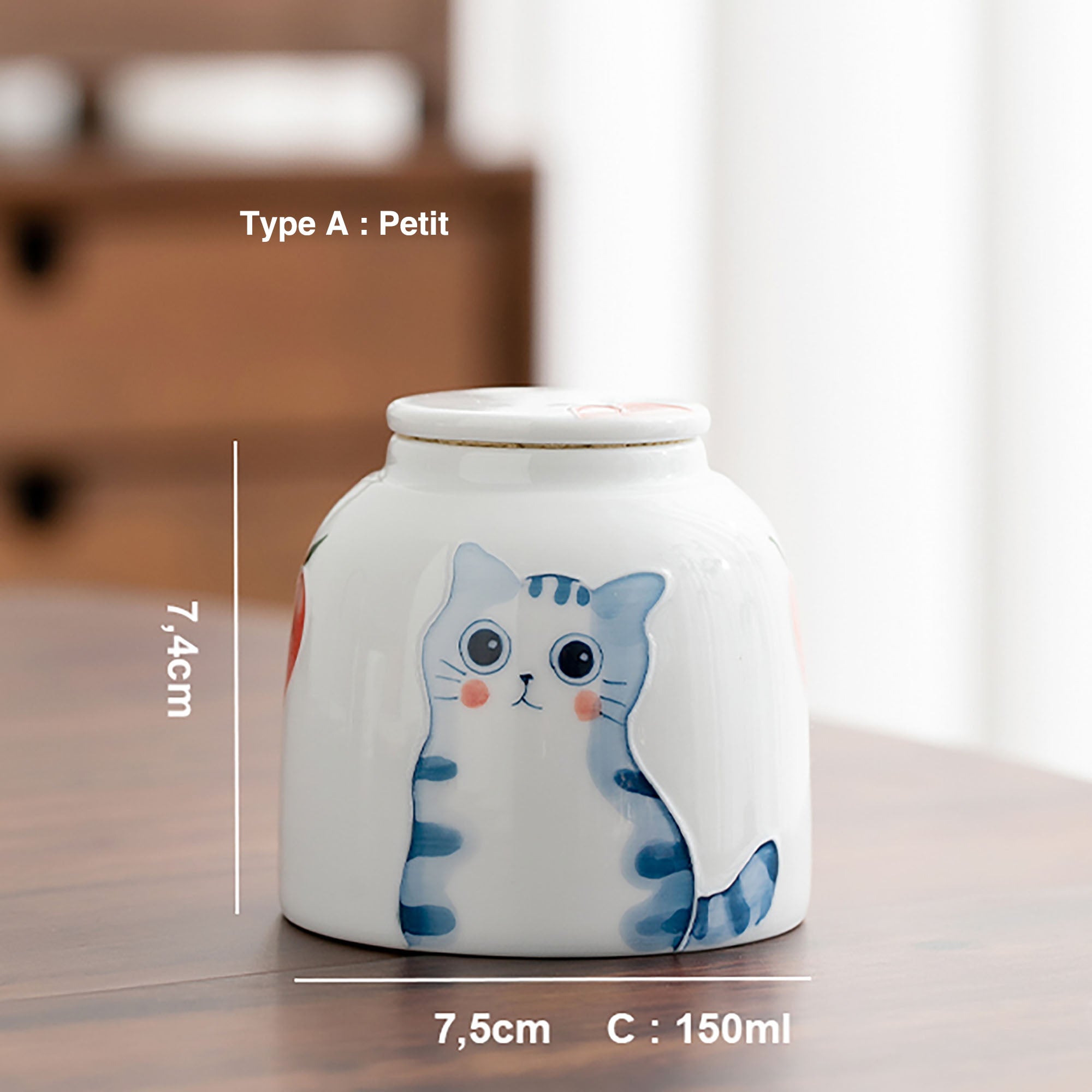 Boite à thé en porcelaine avec bel design mignon chat bonheur