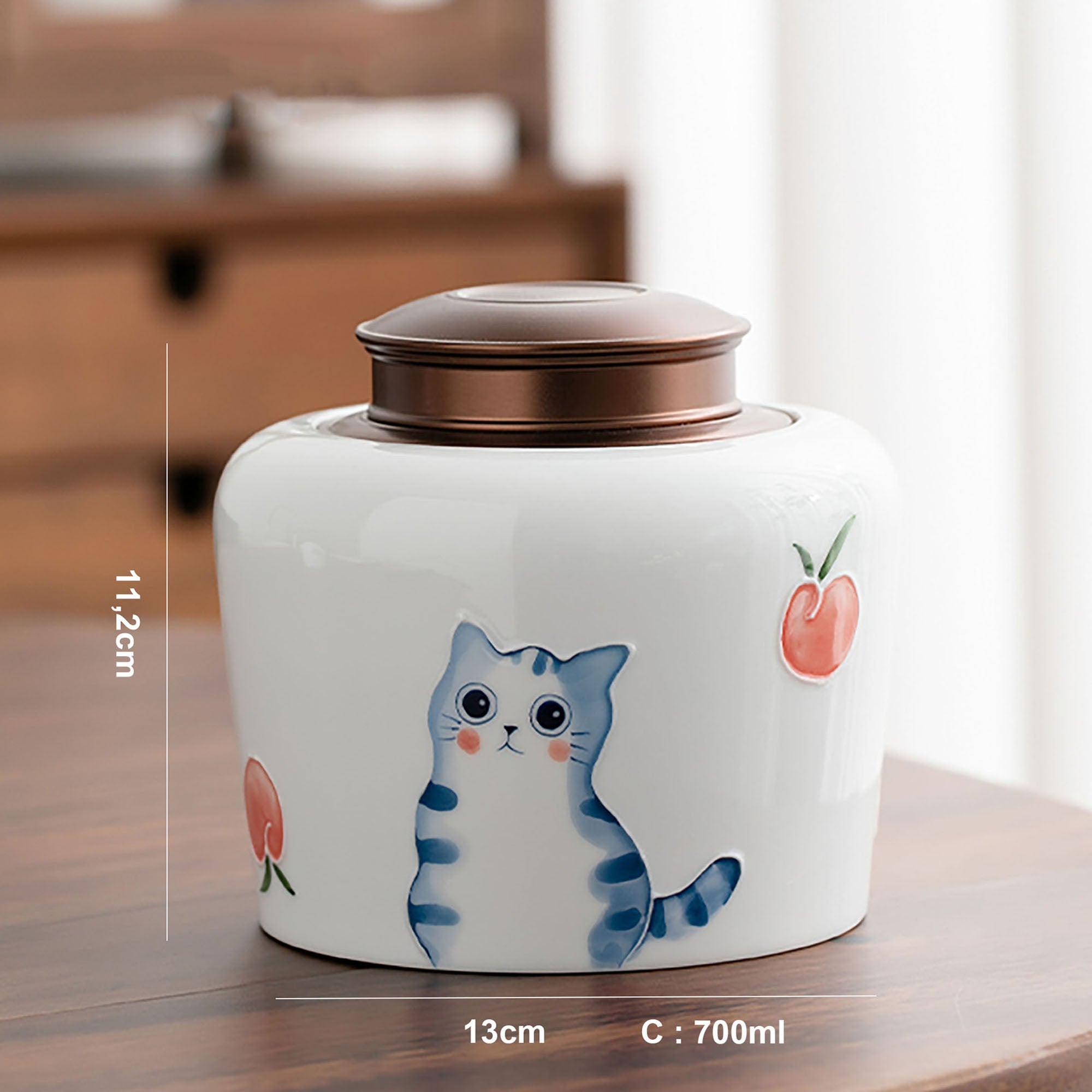 Teedose aus Porzellan mit wunderschönem, niedlichem Glückskatzen-Design