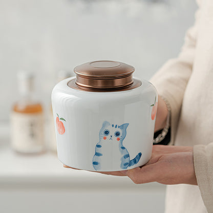 Boite à thé en porcelaine avec bel design mignon chat bonheur