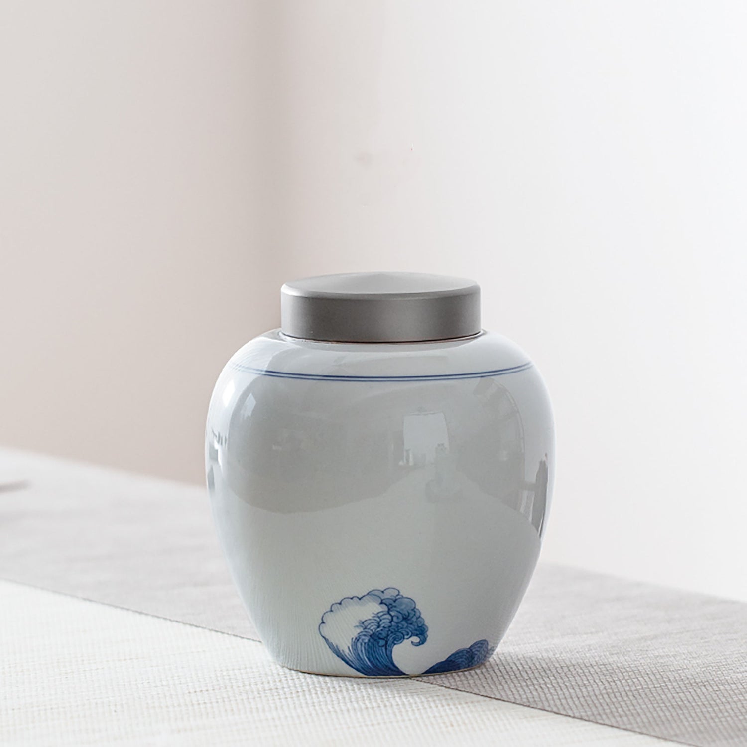 Boite à thé en porcelaine avec belle design &quot;Écoute de la mer&quot;