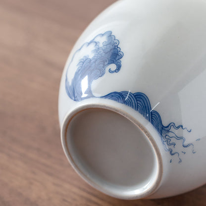 Boite à thé en porcelaine avec belle design &quot;Écoute de la mer&quot;