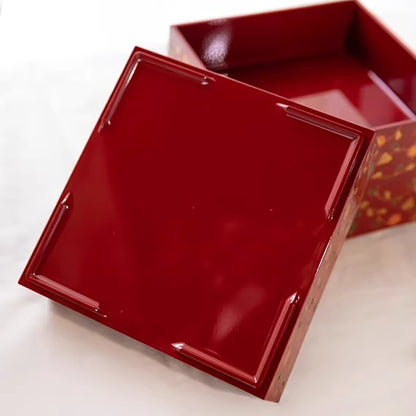 Boîte de rangement japonaise en laque Yamanaka à trois niveaux motif lapin
