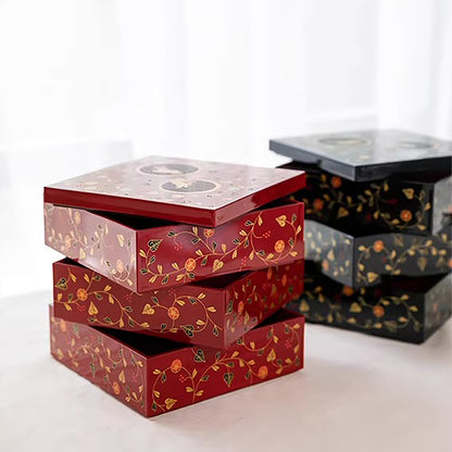 Boîte de rangement japonaise en laque Yamanaka à trois niveaux motif lapin