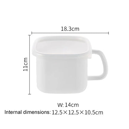 Boîte de conservation Shimoyama en émail blanc avec couvercle