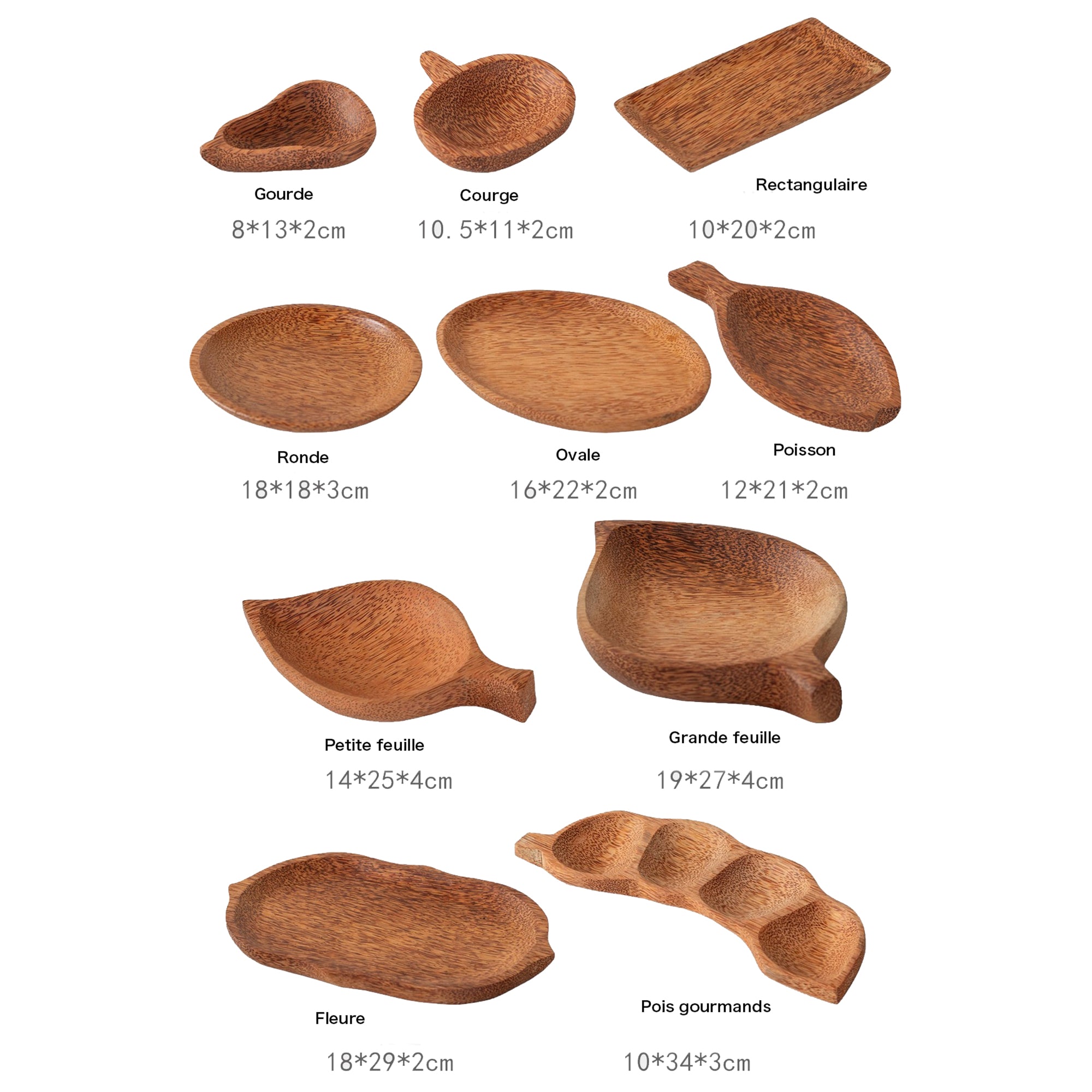 Assiette en bois de coco naturel