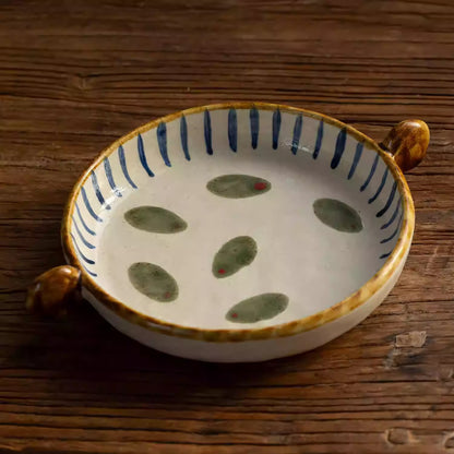 Vaisselle en céramique Minoyaki motif petites feuilles peint à la main