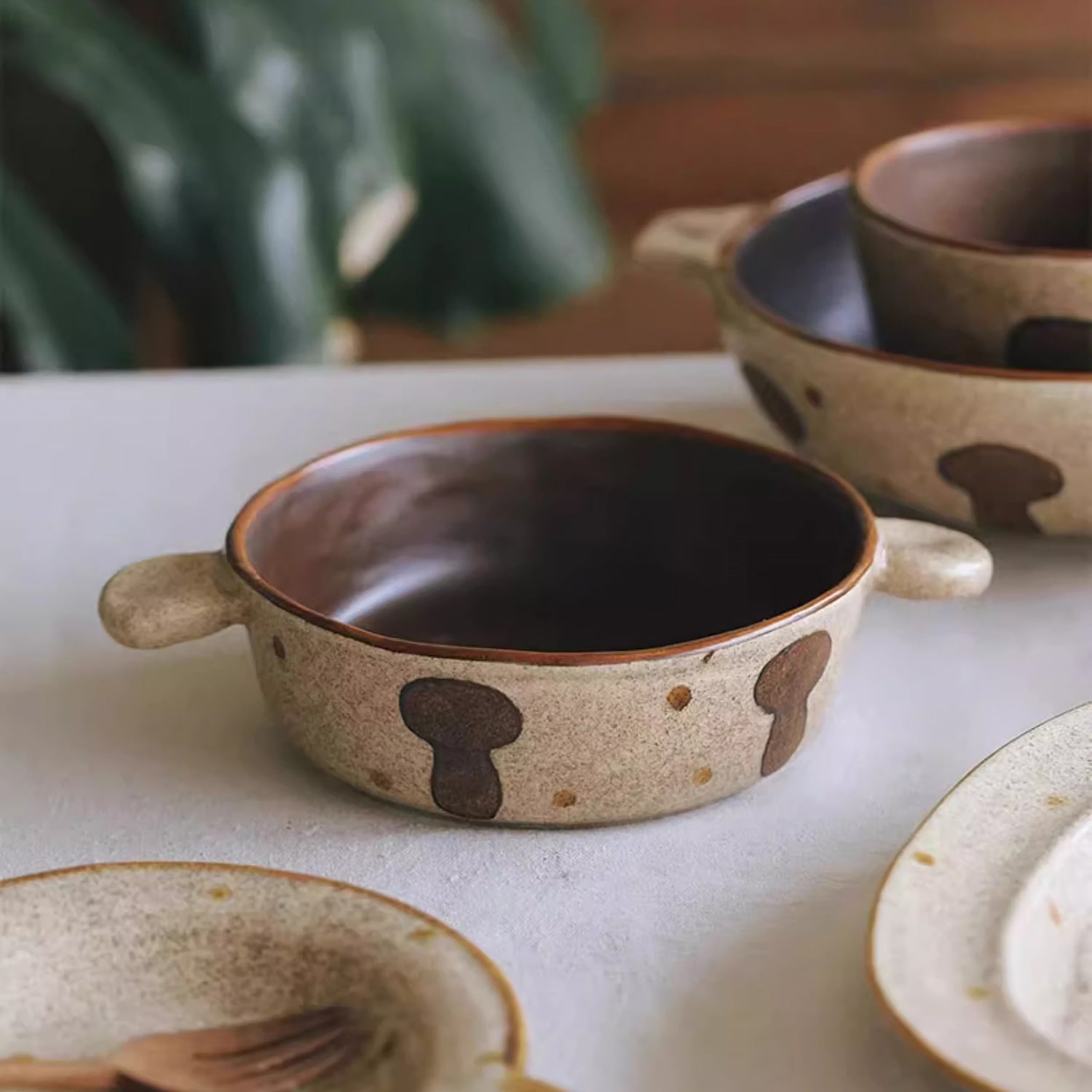 Bol en céramique champignon fait main 
