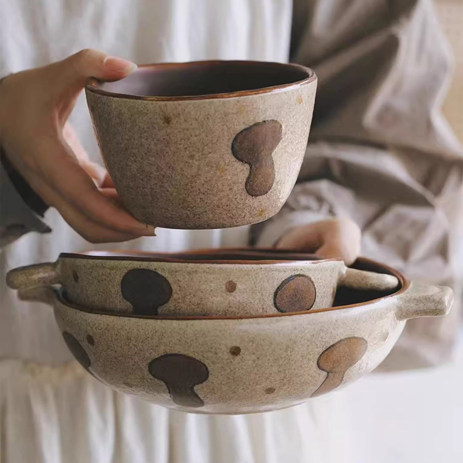 Bol en céramique champignon fait main 