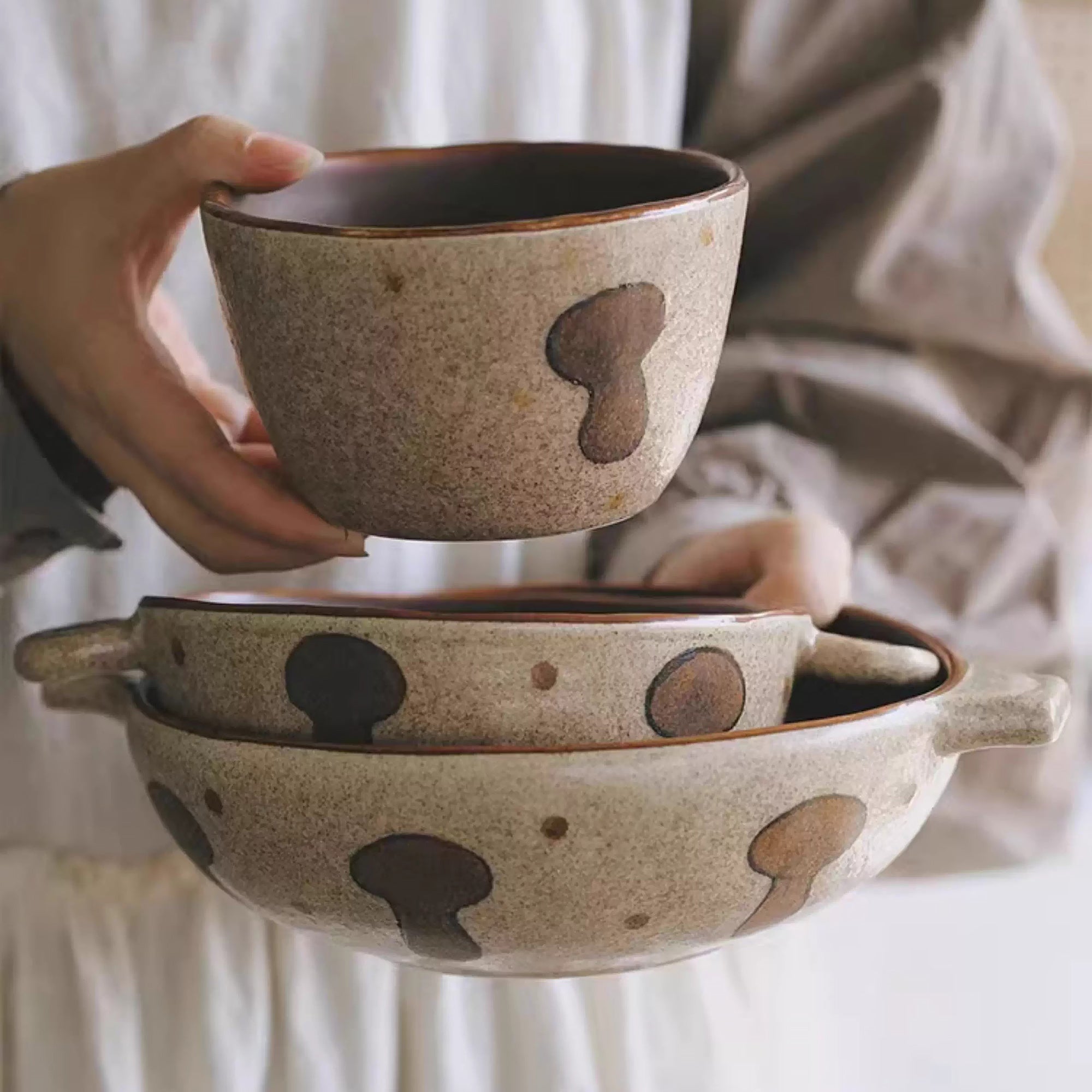 Bol en céramique champignon fait main 