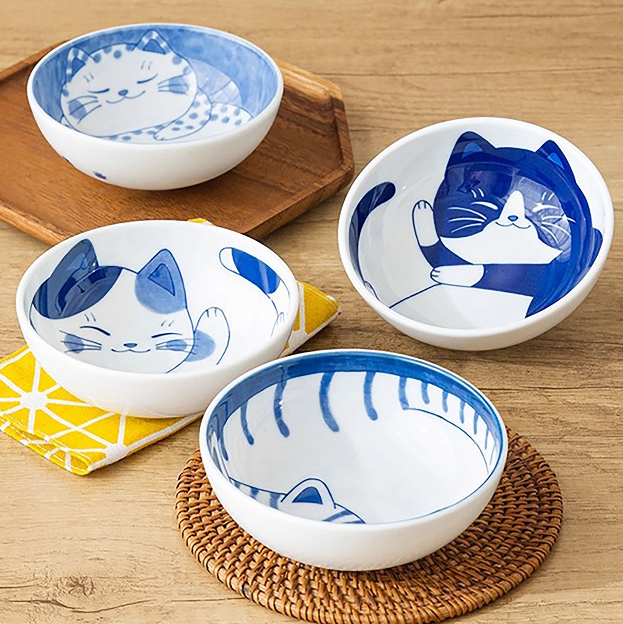 Bol japonais Mino-yaki motif chat