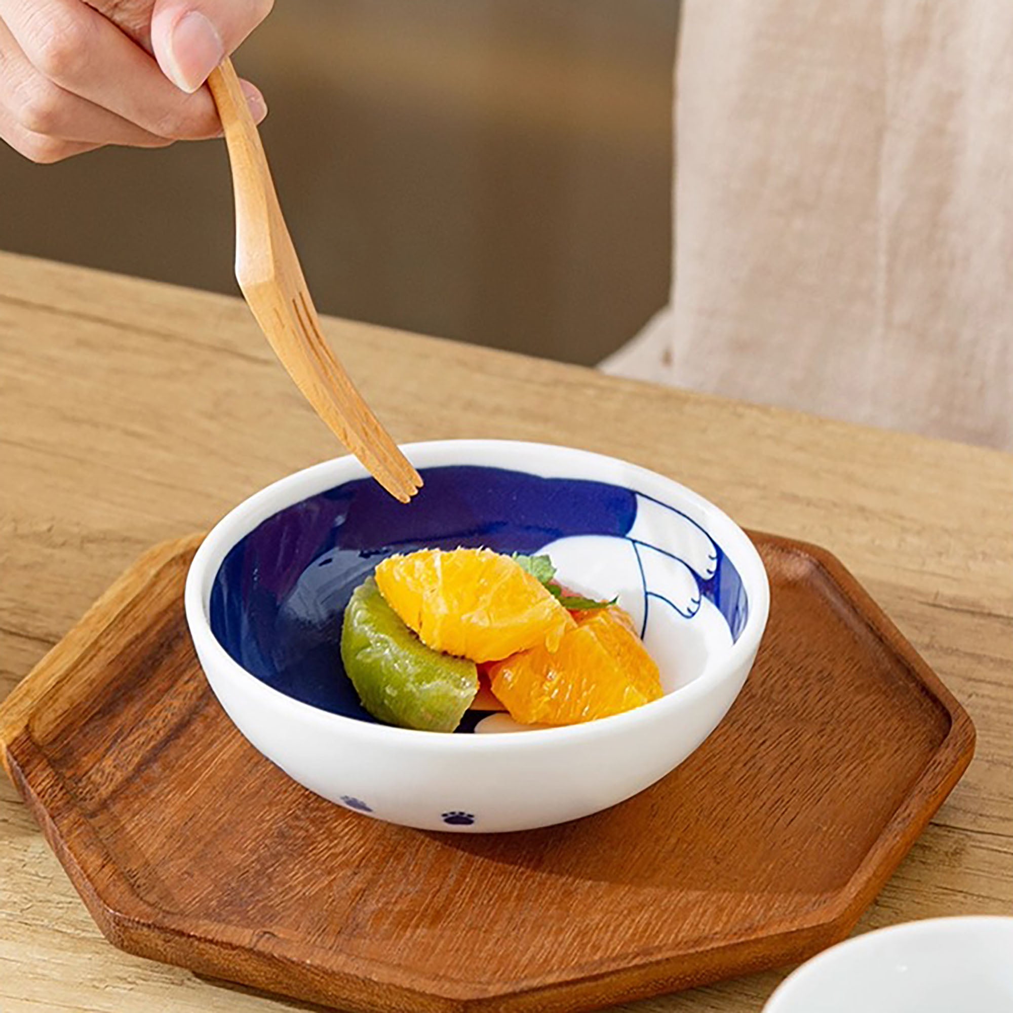 Bol japonais Mino-yaki motif chat