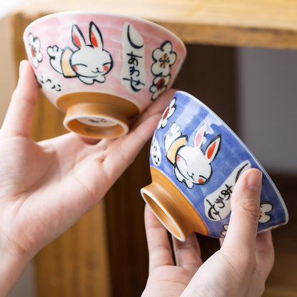 Bol  Minoyaki avec motif lapin ou hortensia