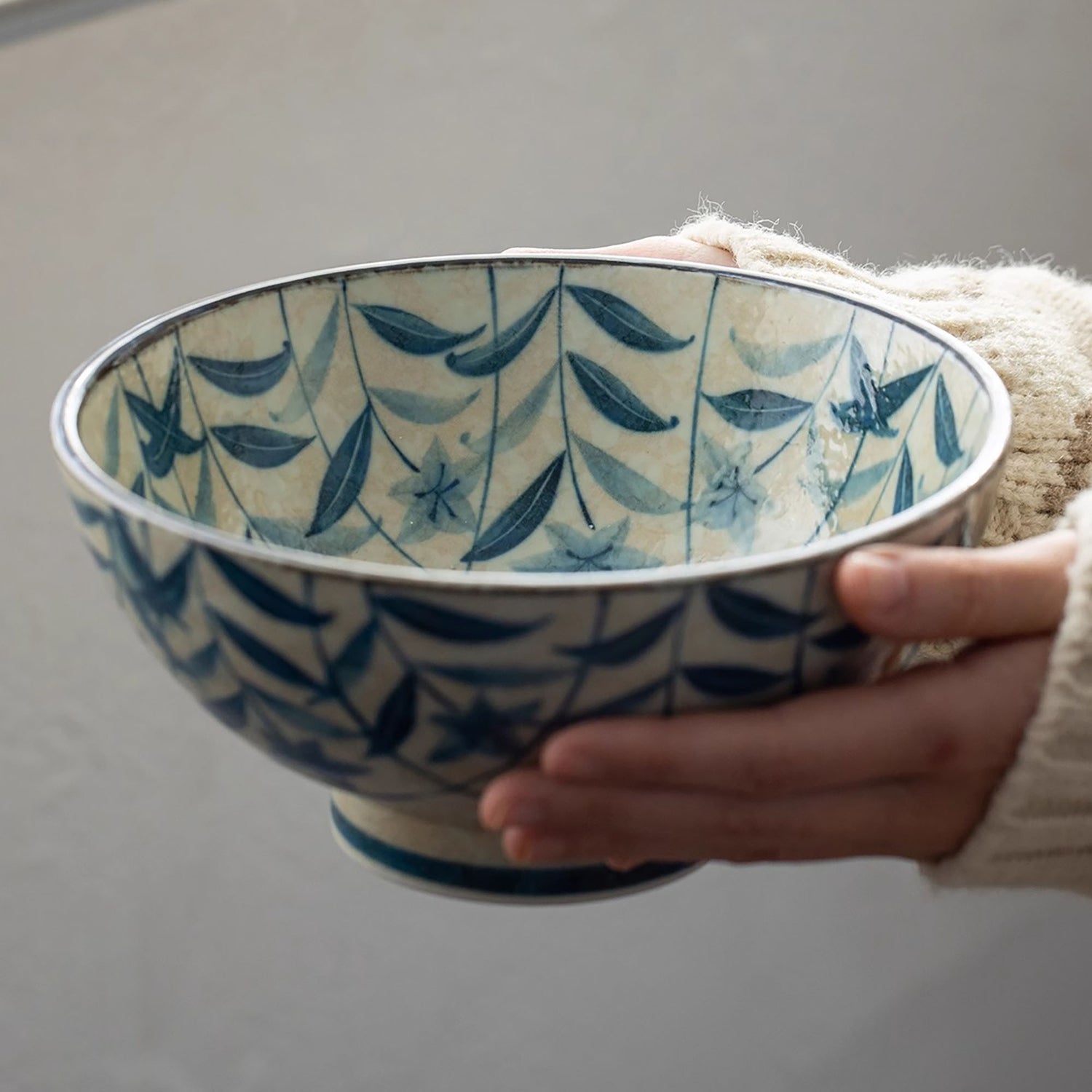 Bol Minoyaki avec motif vintage de campanules bleu