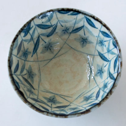 Bol Minoyaki avec motif vintage de campanules bleu