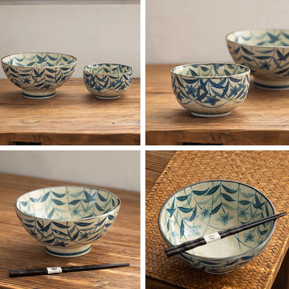 Bol Minoyaki avec motif vintage de campanules bleu