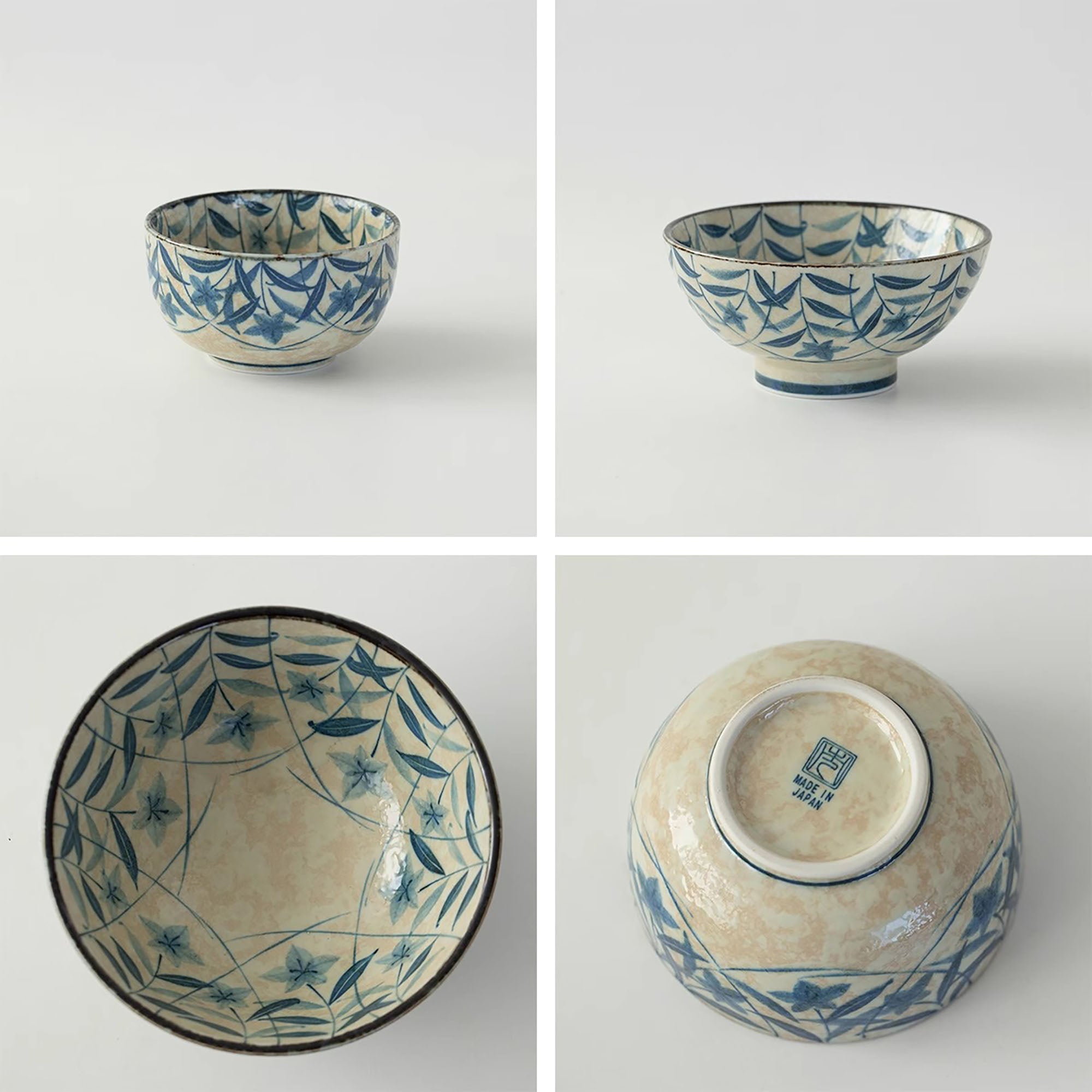 Bol Minoyaki avec motif vintage de campanules bleu