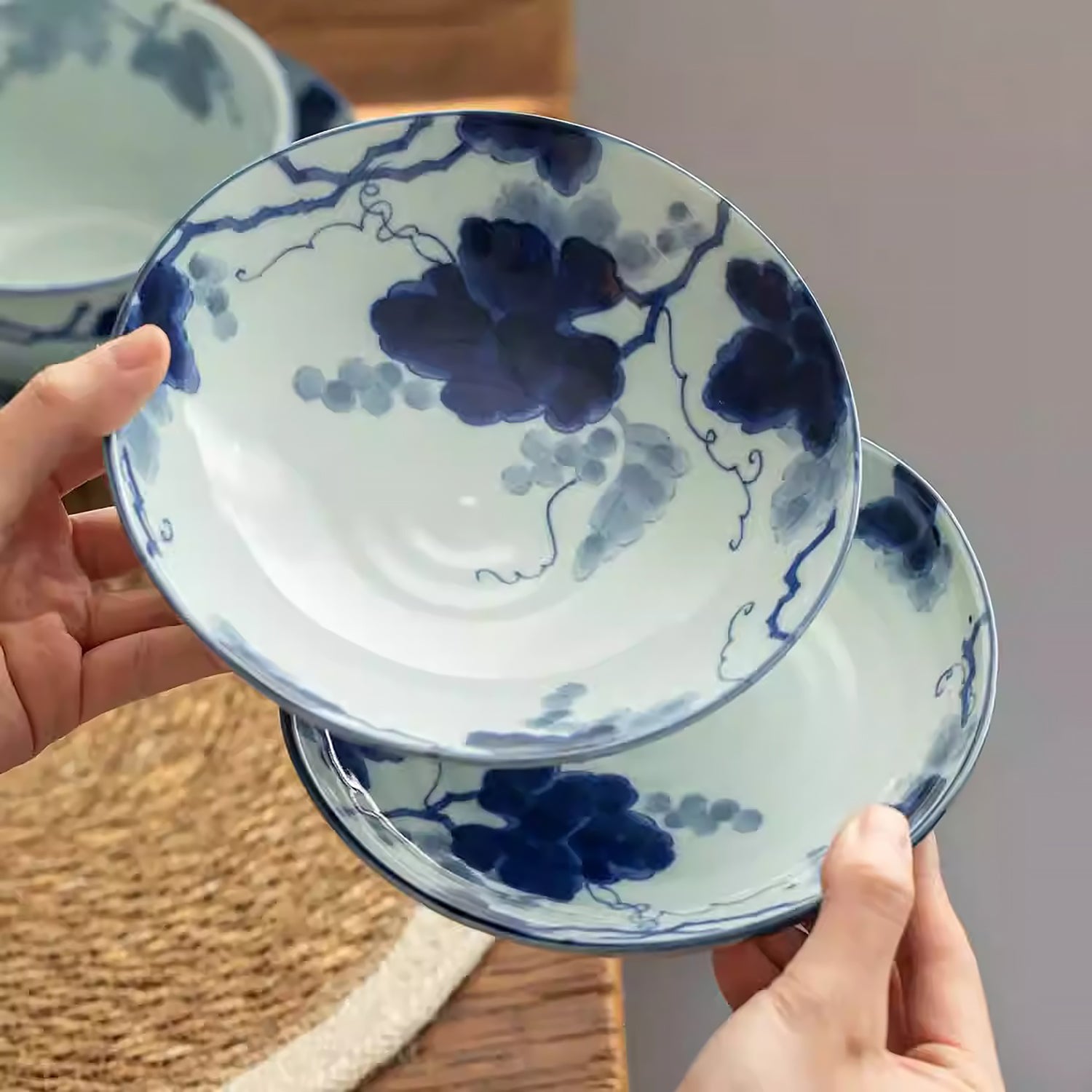 Vaisselle Minoyaki à motif bleu indigo “Kasuri”