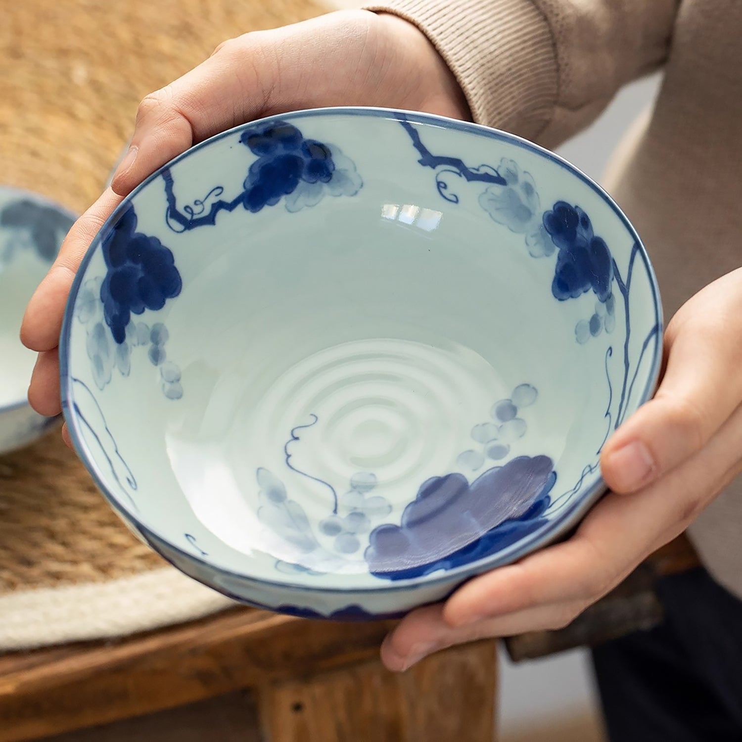 Vaisselle Minoyaki à motif bleu indigo “Kasuri”