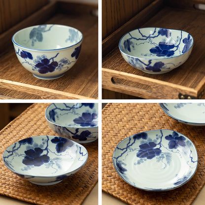 Vaisselle Minoyaki à motif bleu indigo “Kasuri”