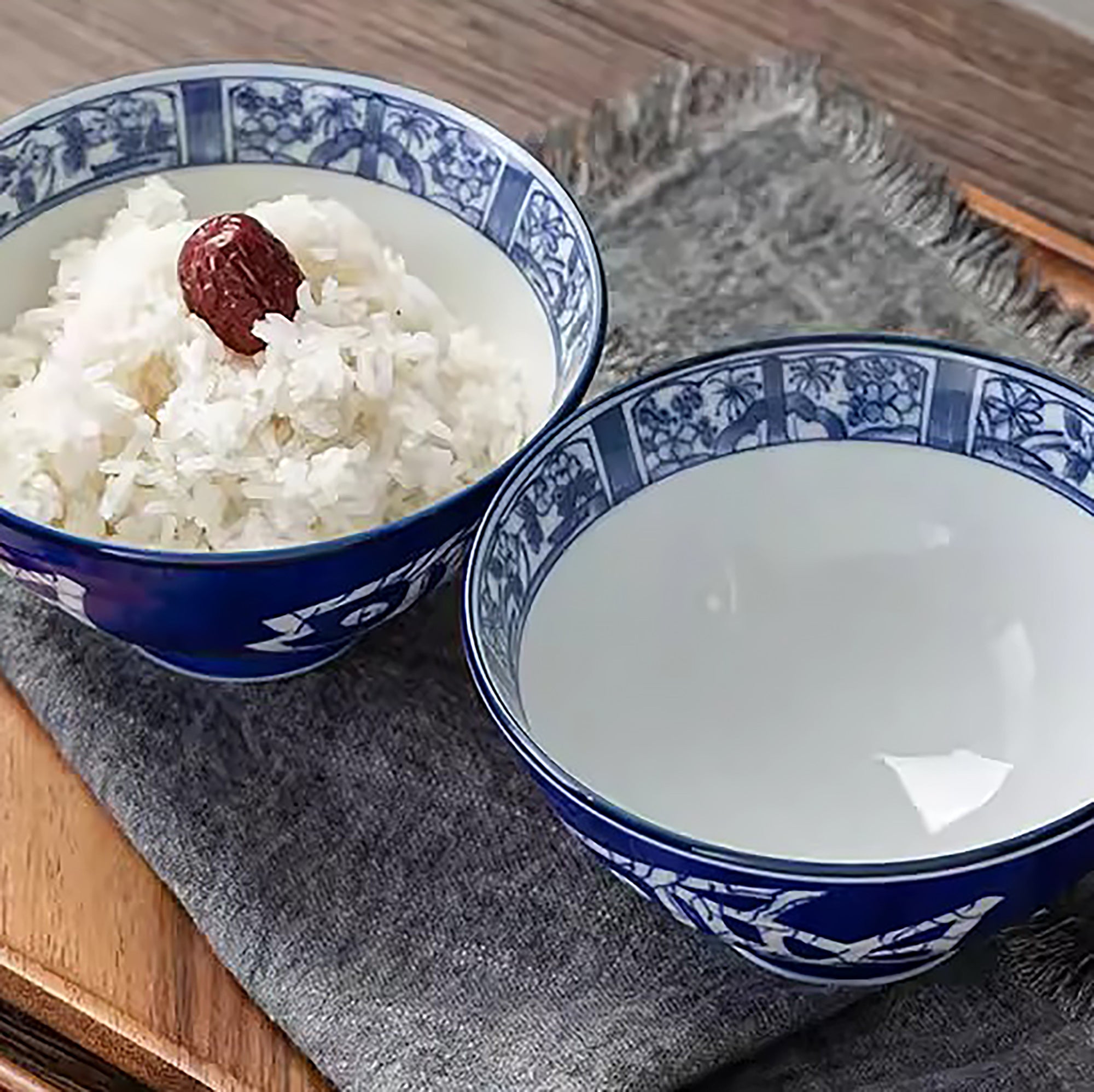 Bol Minoyaki motif poisson bleu et blanc