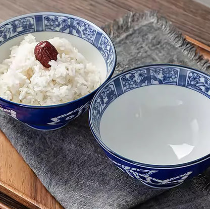 Bol Minoyaki motif poisson bleu et blanc