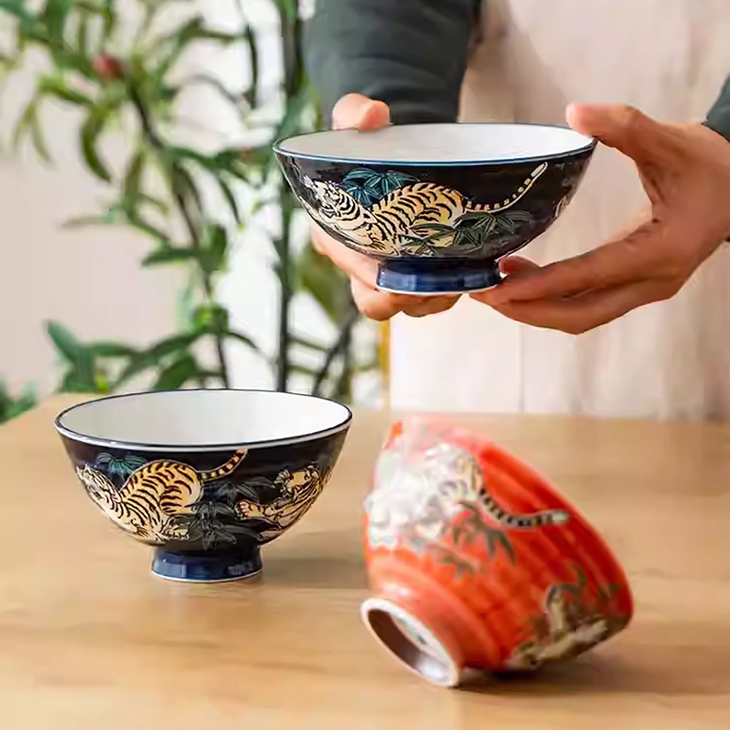 Bol en Céramique Minoyaki avec motif tigre