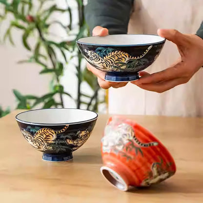 Bol en Céramique Minoyaki avec motif tigre