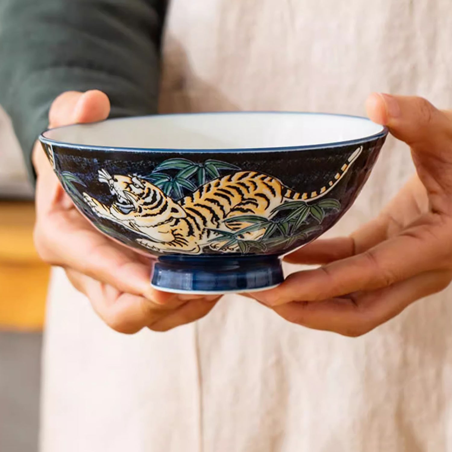 Bol en Céramique Minoyaki avec motif tigre