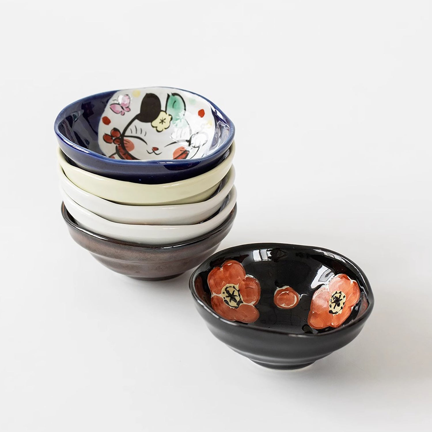  petites assiettes en céramique Seto-yaki