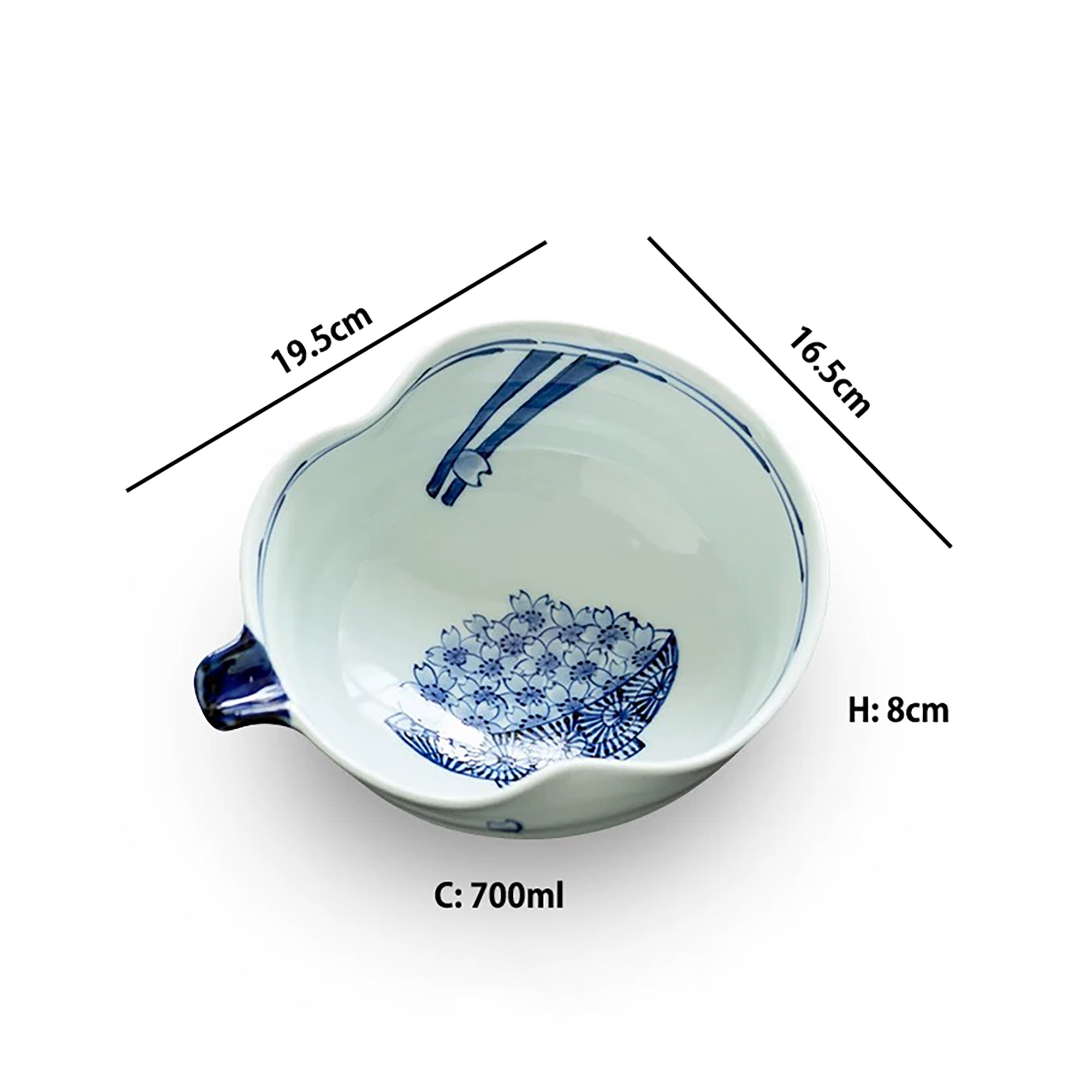 Bol à soupe Arita-yaki en forme de gourde décor sakura bleu
