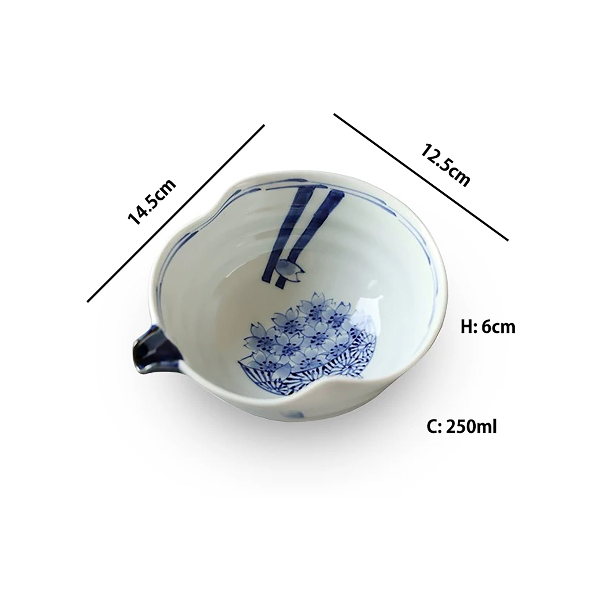 Bol à soupe Arita-yaki en forme de gourde décor sakura bleu