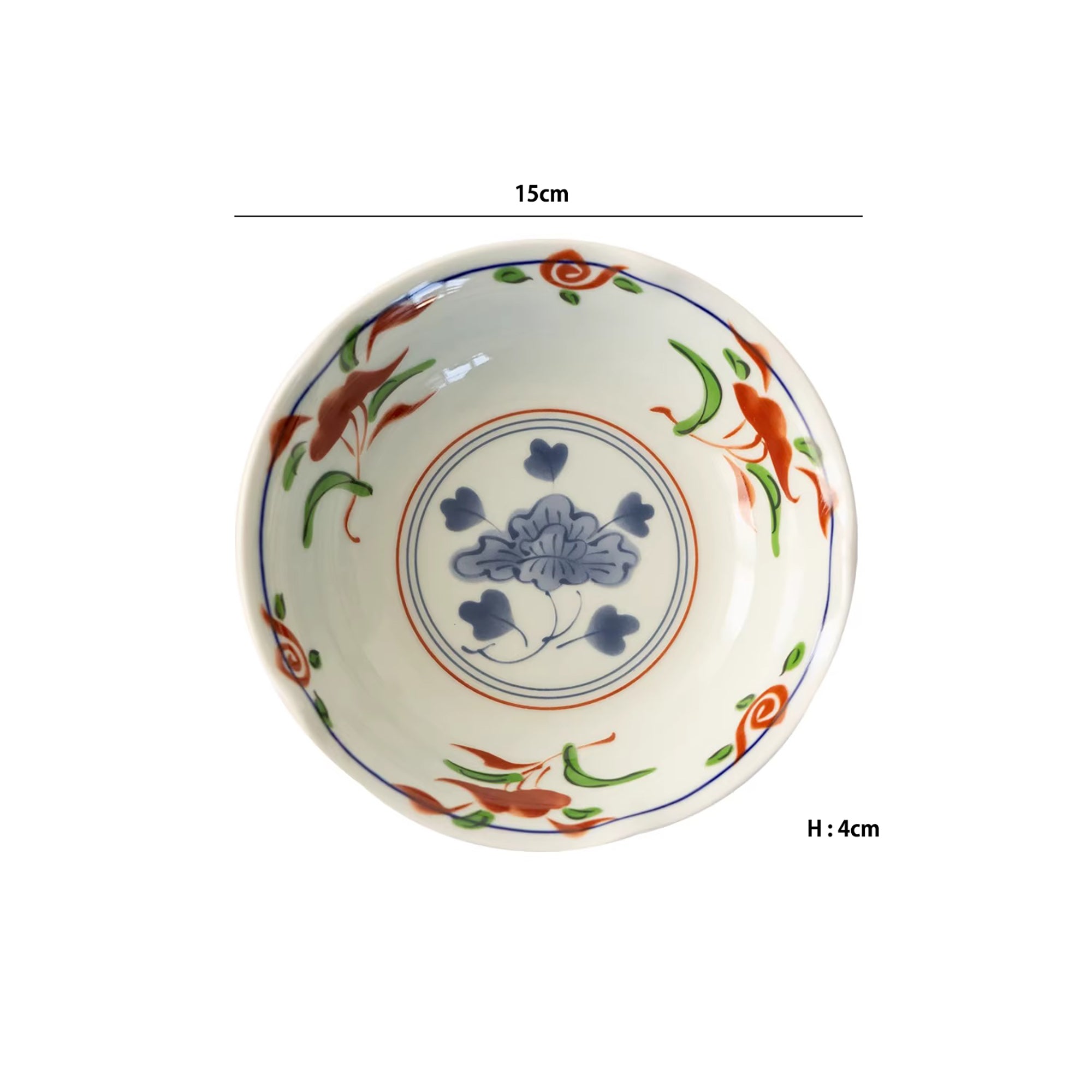 Bol en porcelaine Aritayaki décor Akae pivoine peint à la main