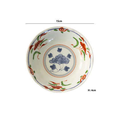 Bol en porcelaine Aritayaki décor Akae pivoine peint à la main
