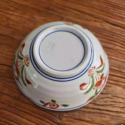 Bol en porcelaine Aritayaki décor Akae pivoine peint à la main