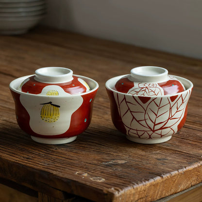 Bol à chawanmushi Setoyaki à décor Aka-e