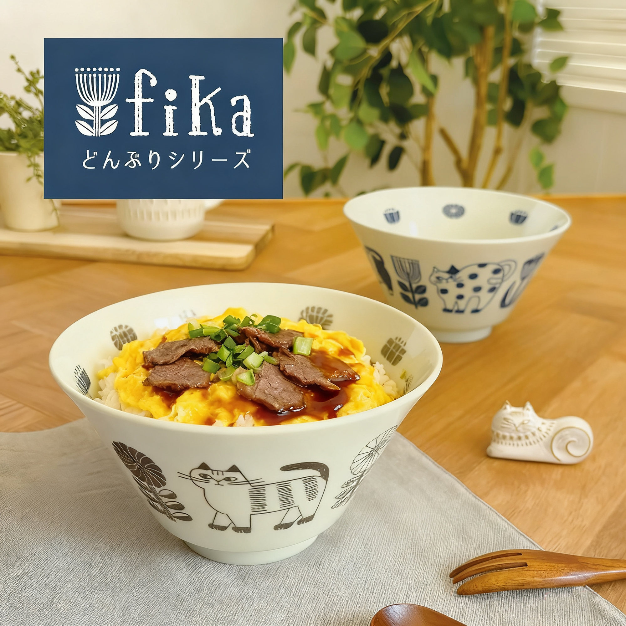 Bol en céramique Fika avec motif chat mignon
