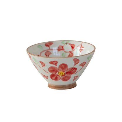 Bol Minoyaki Aka-e style champêtre peint main