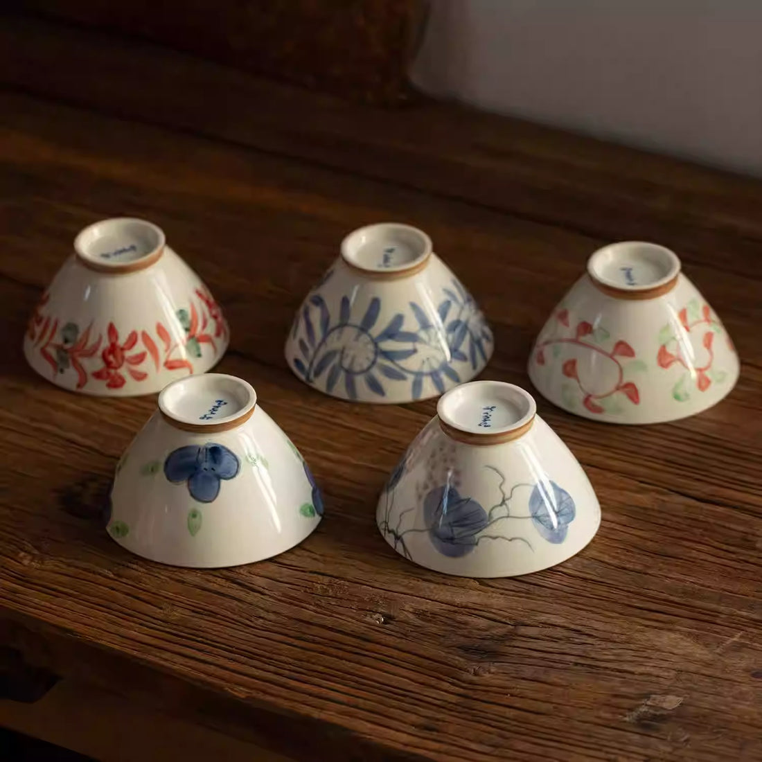 Bol Minoyaki Aka-e style champêtre peint main