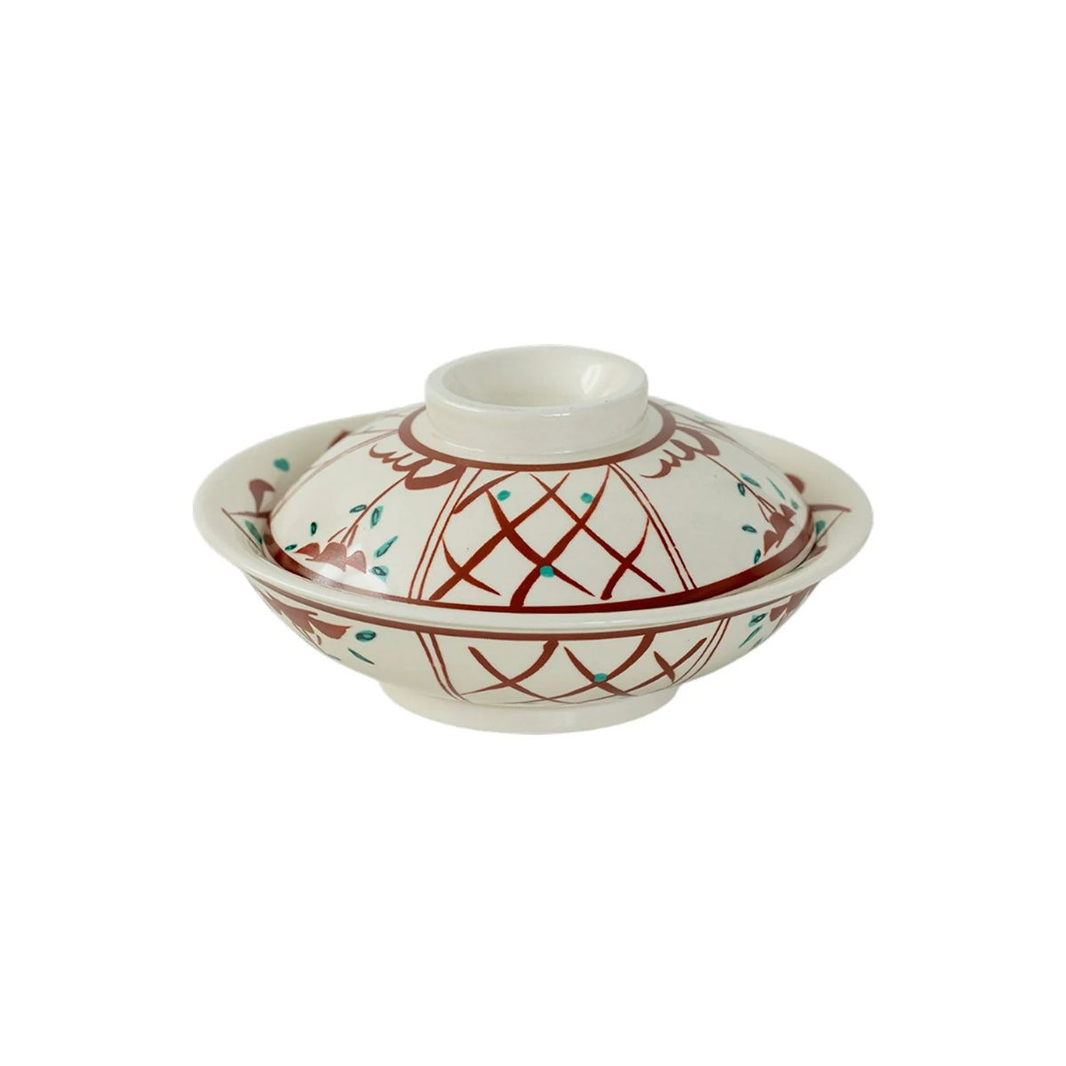 Bol couvert Setoyaki à décor Aka-e