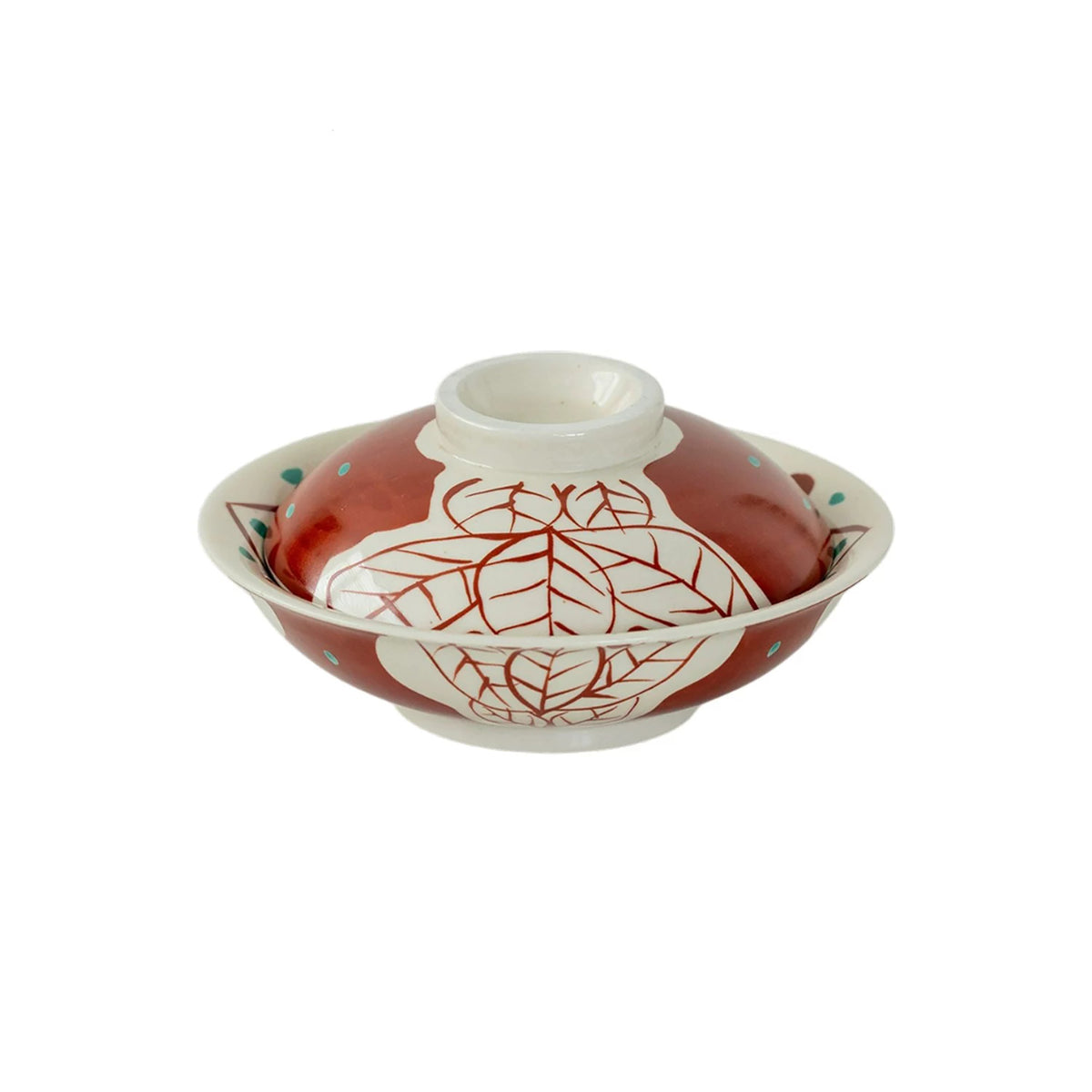 Bol couvert Setoyaki à décor Aka-e