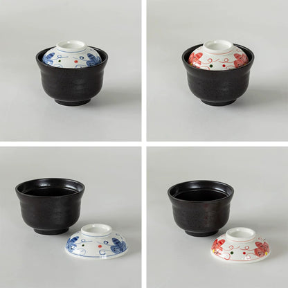 Bol à chawanmushi Setoyaki avec Fleurs de cerisier peintes à la main